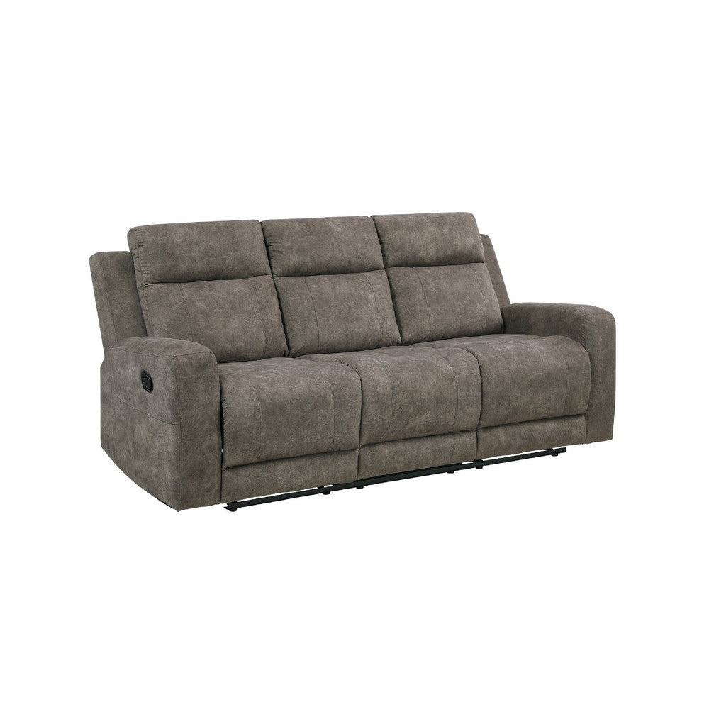 Diti Manual Reclining Sofa | 3 Seater | Soft Brown Polished Microfiber