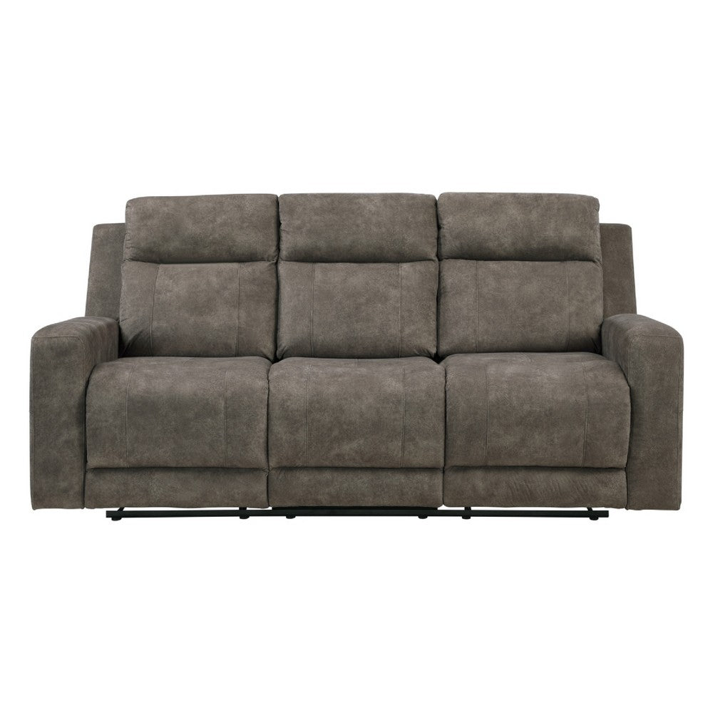Diti Manual Reclining Sofa | 3 Seater | Soft Brown Polished Microfiber