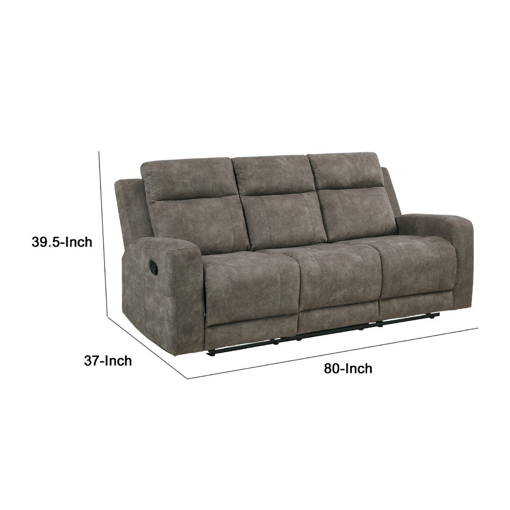 Diti Manual Reclining Sofa | 3 Seater | Soft Brown Polished Microfiber
