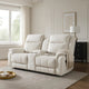 Lenny Manual Recliner Loveseat w Cupholder Console | Beige Microfiber