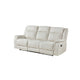 Lenny Manual Recliner Sofa | 3 Seater | Channeled Back | Beige Microfiber
