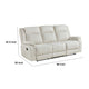 Lenny Manual Recliner Sofa | 3 Seater | Channeled Back | Beige Microfiber