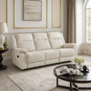 Lenny Manual Recliner Sofa | 3 Seater | Channeled Back | Beige Microfiber