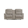 Lenny Manual Recliner Loveseat w Cupholder Console | Gray Microfiber