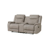 Lenny Manual Recliner Loveseat w Cupholder Console | Gray Microfiber