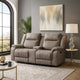 Lenny Manual Recliner Loveseat w Cupholder Console | Gray Microfiber