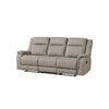 Lenny Manual Recliner Sofa | 3 Seater | Channeled Back | Gray Microfiber