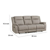 Lenny Manual Recliner Sofa | 3 Seater | Channeled Back | Gray Microfiber