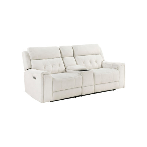 Celly Power Reclining Loveseat w Console & USB Port | Beige Microfiber