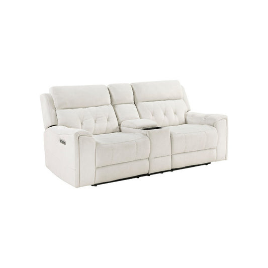 Celly Power Reclining Loveseat w Console & USB Port | Beige Microfiber