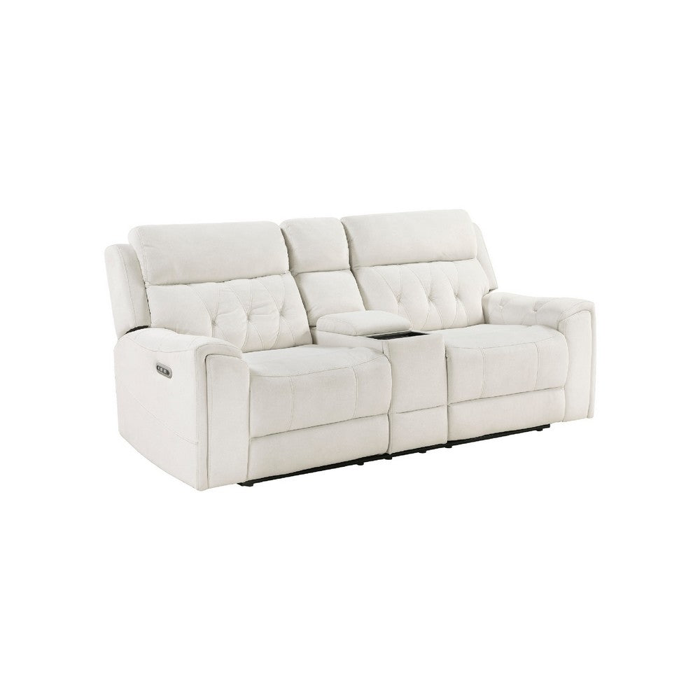 Celly Power Reclining Loveseat w Console & USB Port | Beige Microfiber
