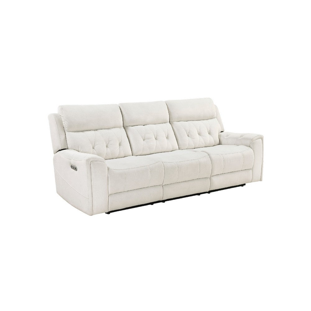Celly Power Reclining Sofa w Cupholders & USB Port | Beige Microfiber