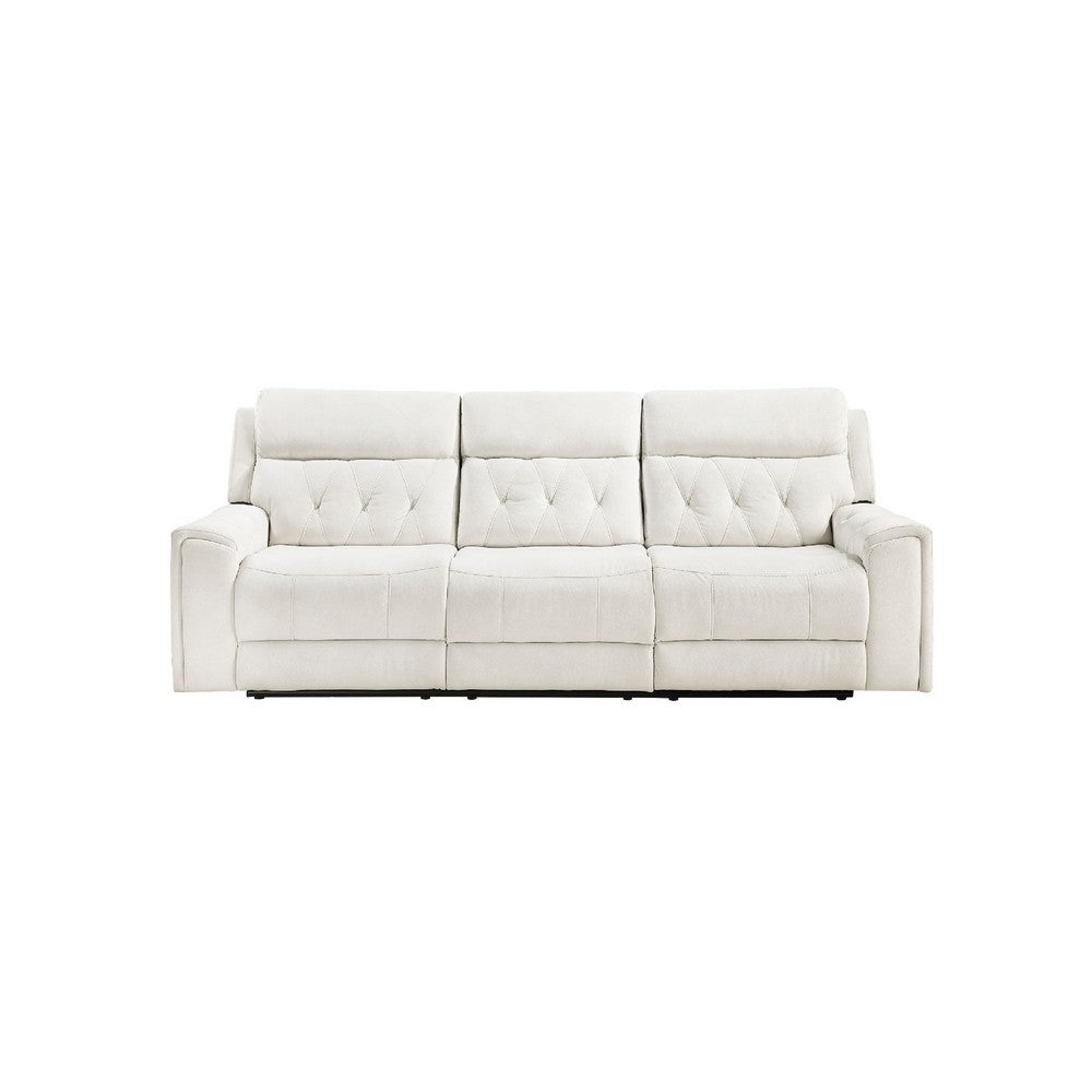 Celly Power Reclining Sofa w Cupholders & USB Port | Beige Microfiber