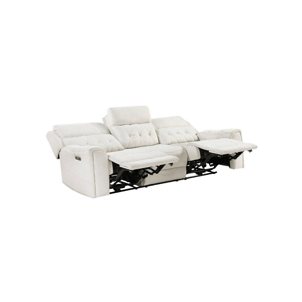 Celly Power Reclining Sofa w Cupholders & USB Port | Beige Microfiber