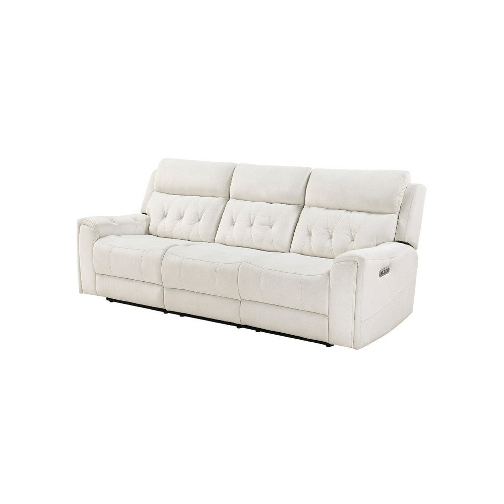 Celly Power Reclining Sofa w Cupholders & USB Port | Beige Microfiber