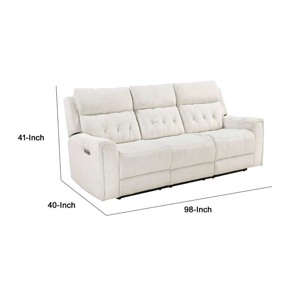Celly Power Reclining Sofa w Cupholders & USB Port | Beige Microfiber