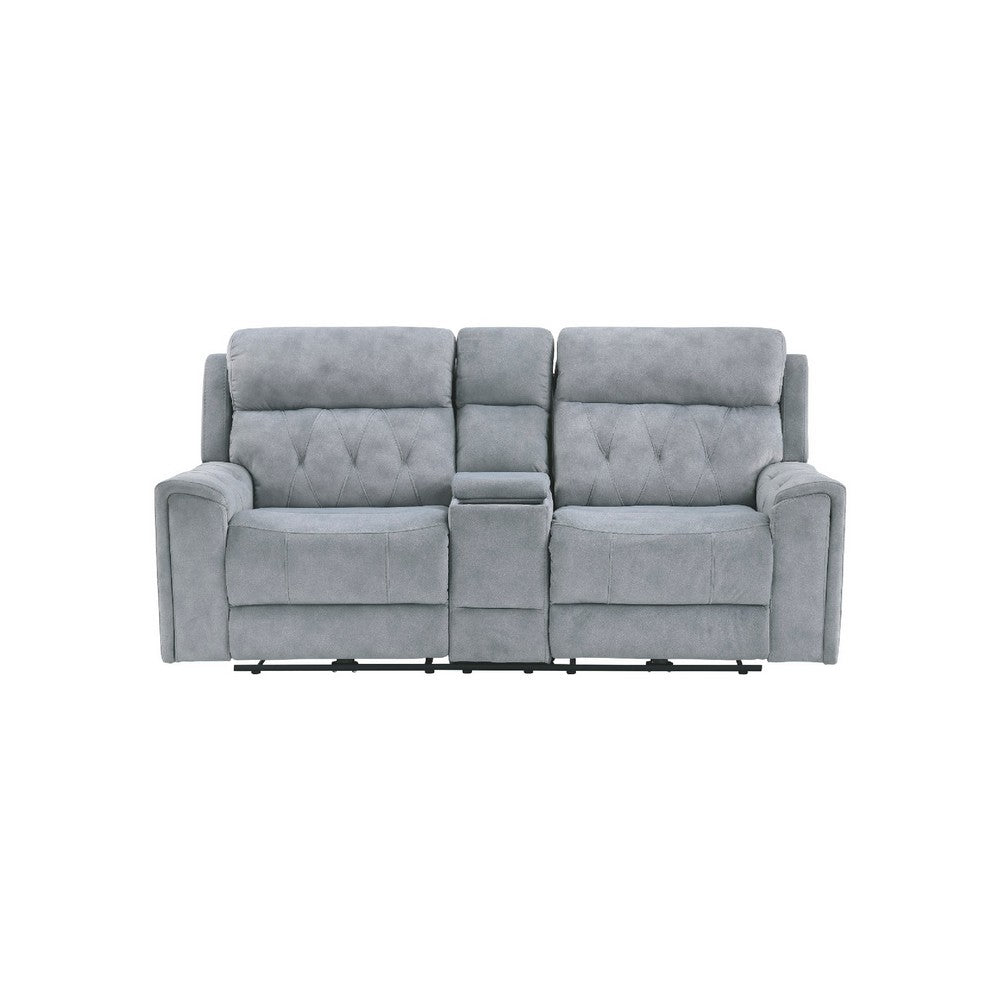 Celly Power Reclining Loveseat w Cupholders | USB Port | Gray Microfiber