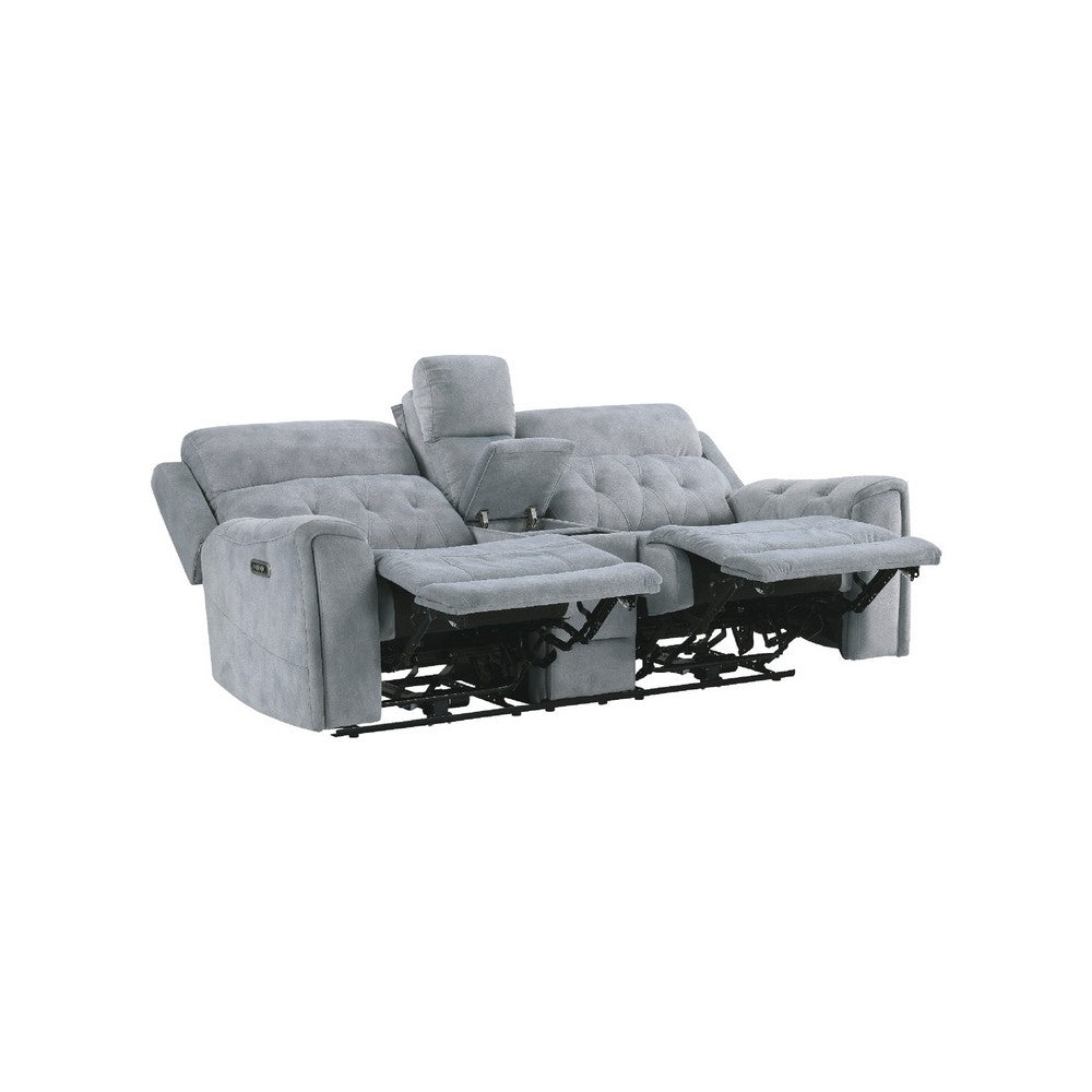 Celly Power Reclining Loveseat w Cupholders | USB Port | Gray Microfiber