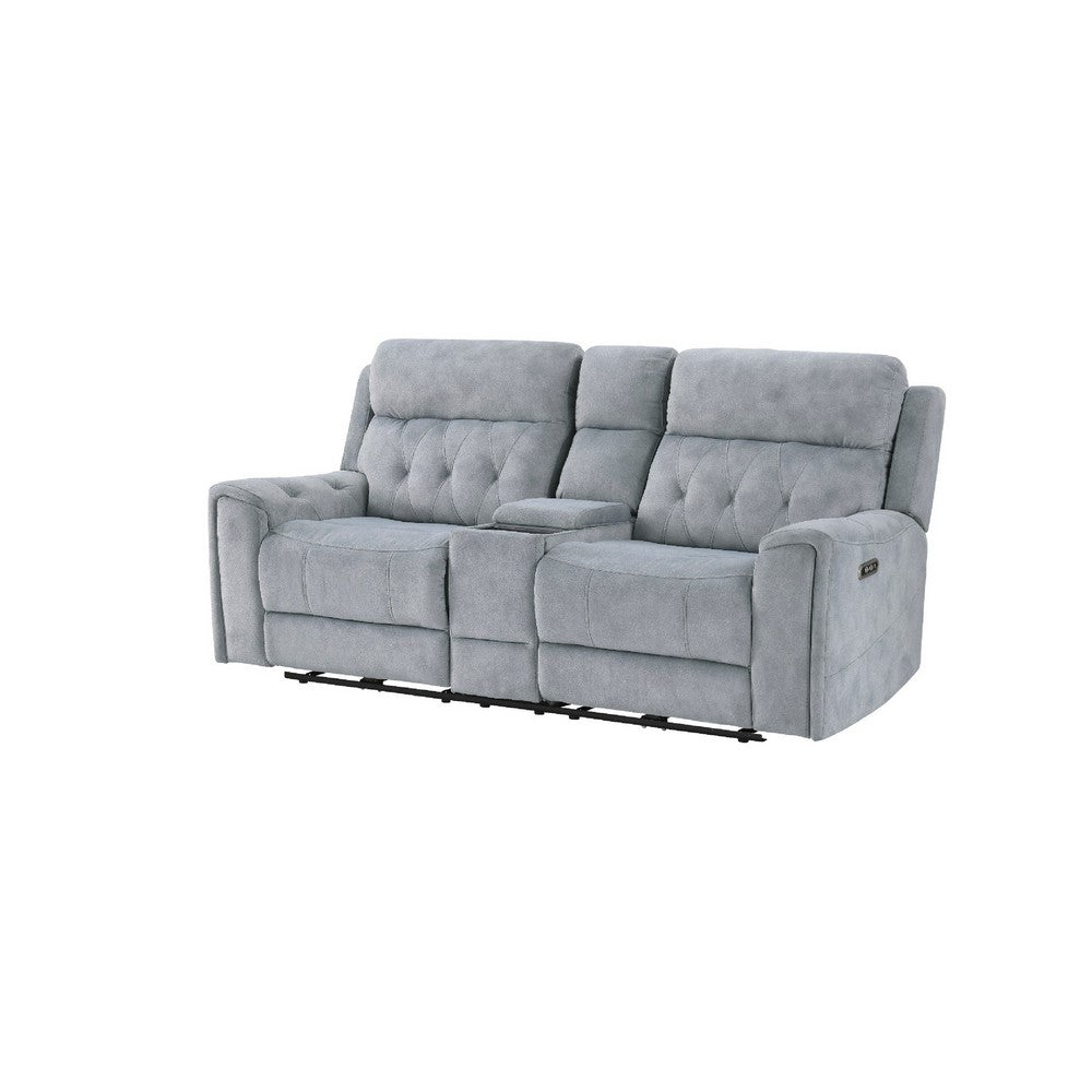 Celly Power Reclining Loveseat w Cupholders | USB Port | Gray Microfiber