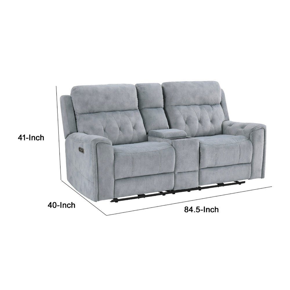 Celly Power Reclining Loveseat w Cupholders | USB Port | Gray Microfiber