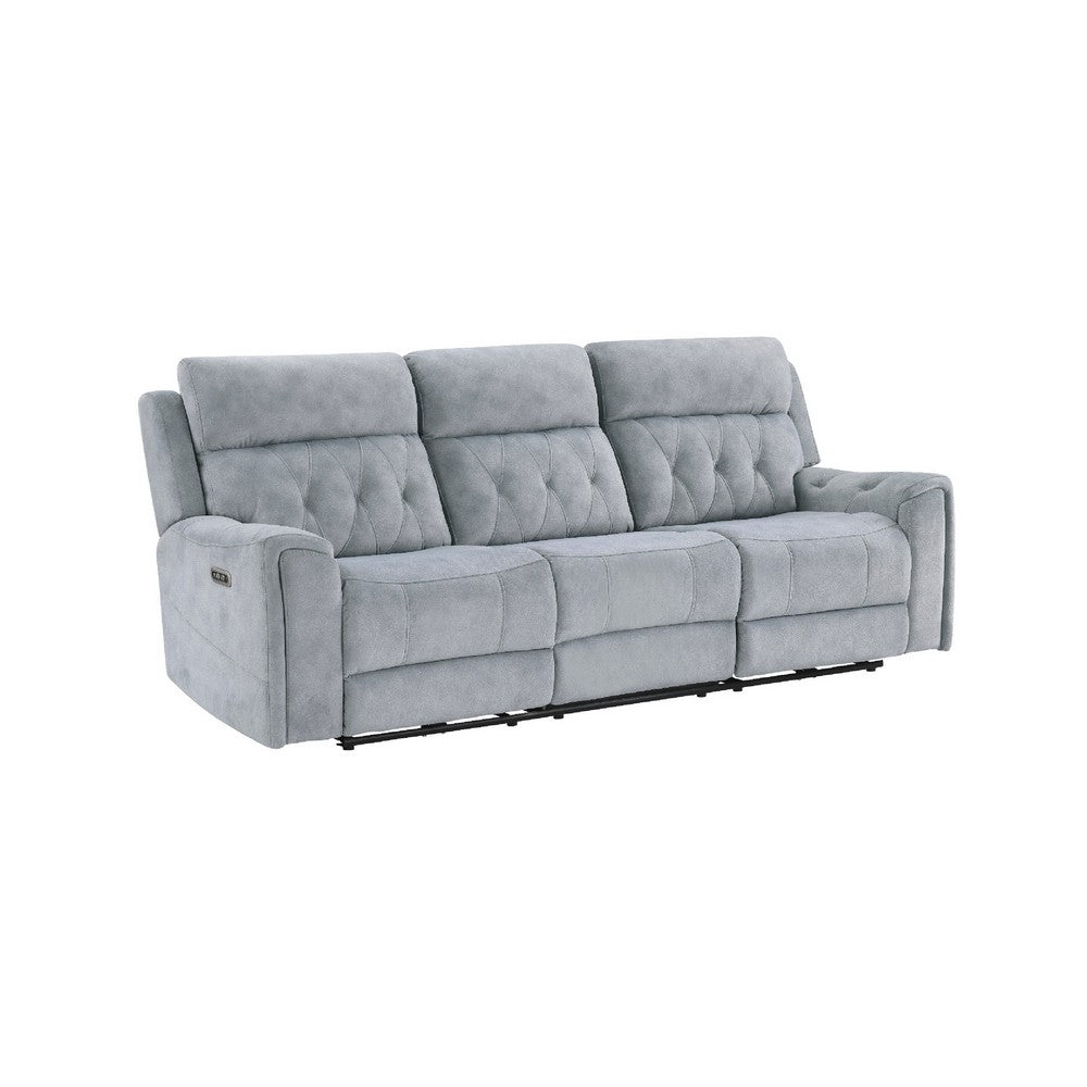 Celly Power Reclining Sofa w Cupholders & USB Port | Gray Microfiber