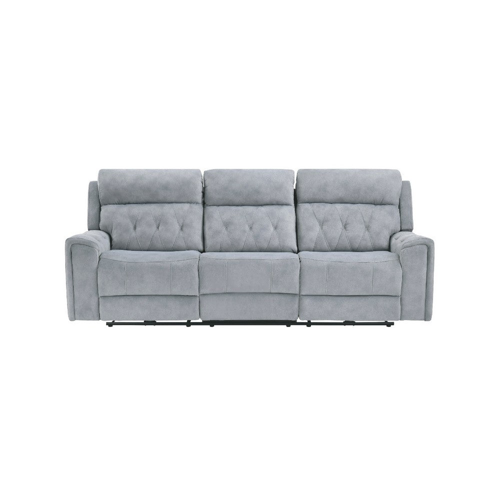 Celly Power Reclining Sofa w Cupholders & USB Port | Gray Microfiber
