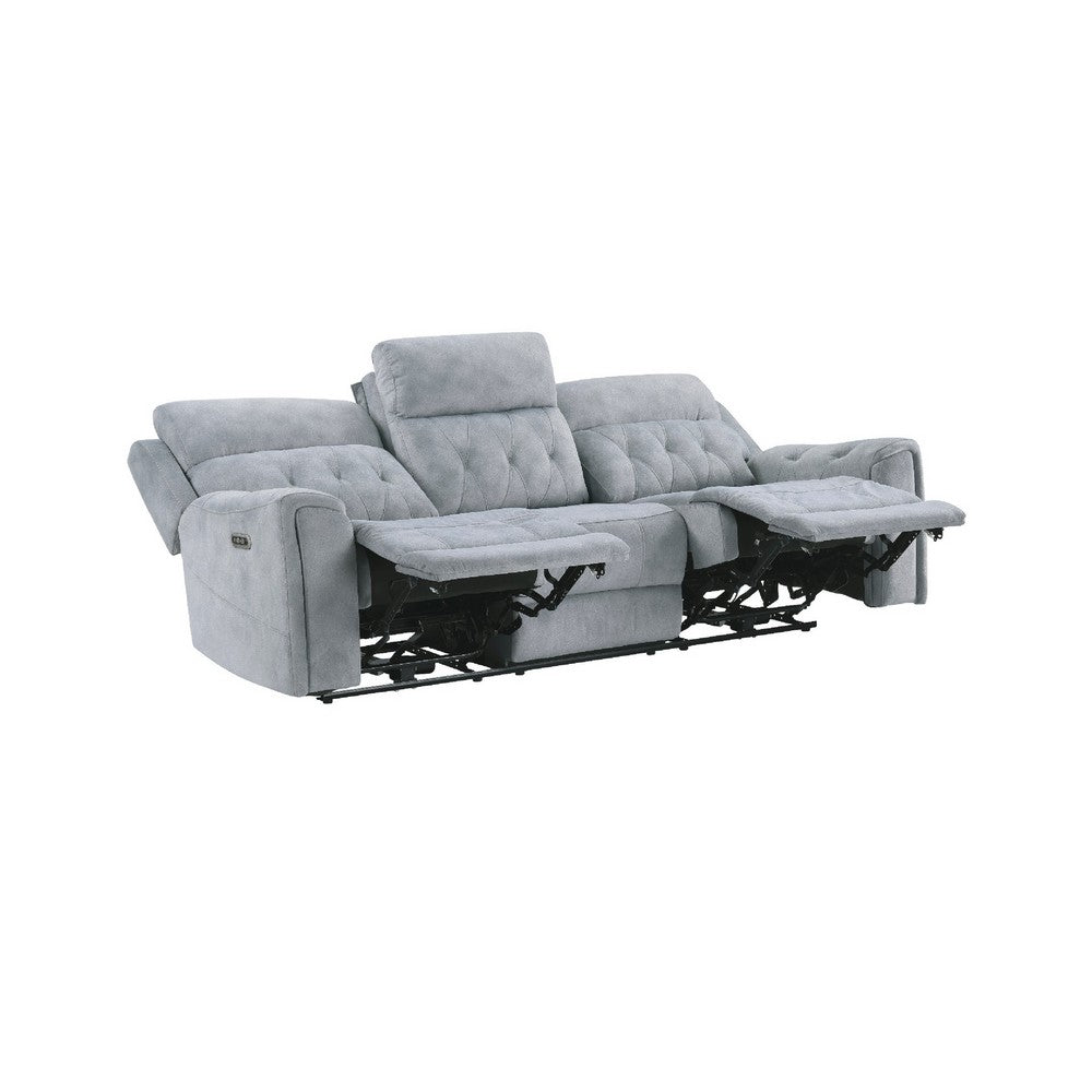 Celly Power Reclining Sofa w Cupholders & USB Port | Gray Microfiber