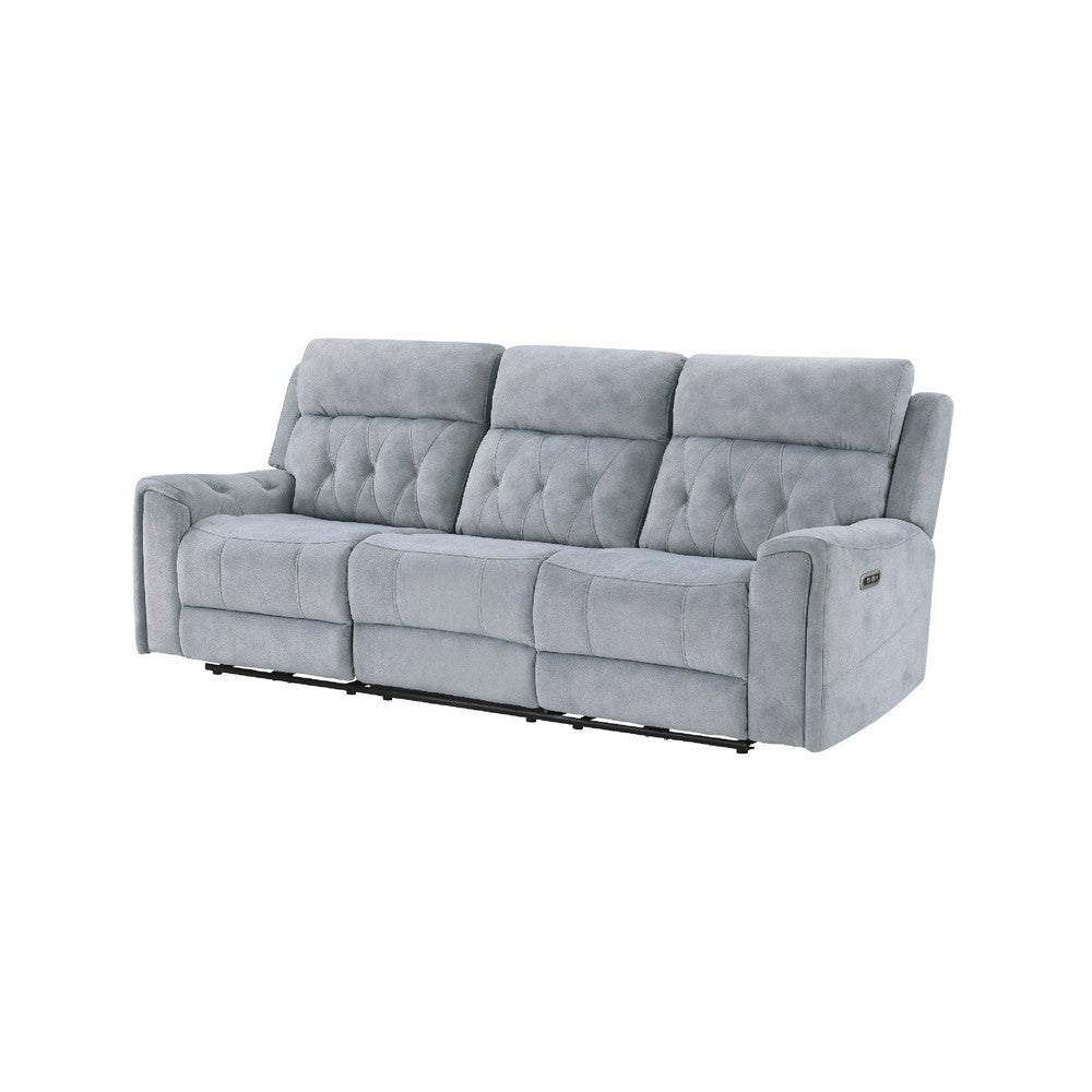 Celly Power Reclining Sofa w Cupholders & USB Port | Gray Microfiber