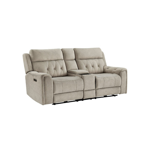 Celly Power Reclining Loveseat w Cupholders | USB Port | Taupe Microfiber