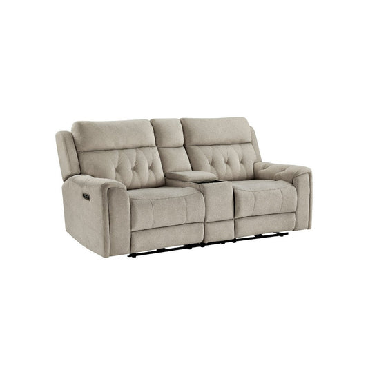 Celly Power Reclining Loveseat w Cupholders | USB Port | Taupe Microfiber
