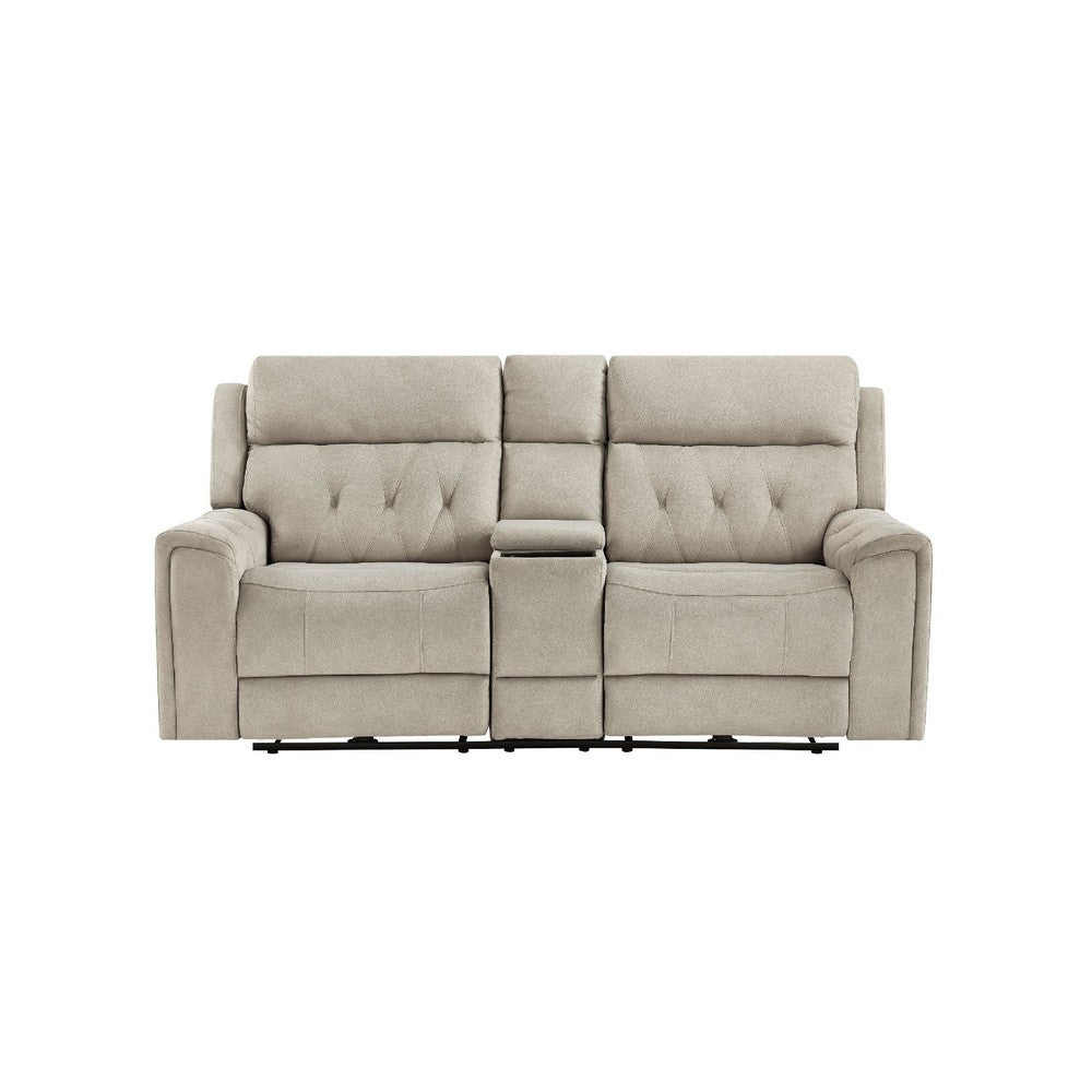 Celly Power Reclining Loveseat w Cupholders | USB Port | Taupe Microfiber