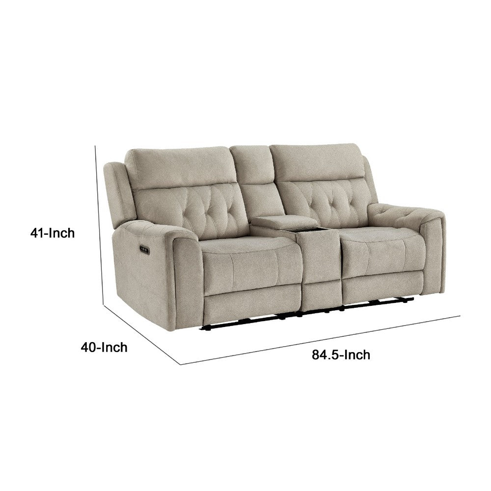 Celly Power Reclining Loveseat w Cupholders | USB Port | Taupe Microfiber
