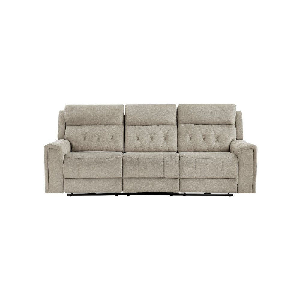 Celly Power Reclining Sofa w Cupholders & USB Port | Taupe Microfiber