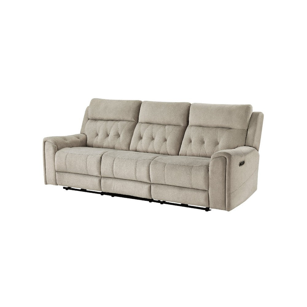 Celly Power Reclining Sofa w Cupholders & USB Port | Taupe Microfiber