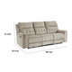 Celly Power Reclining Sofa w Cupholders & USB Port | Taupe Microfiber