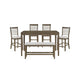 Emy 6pc Counter Height Table Set | 4 White Chairs | Bench | Light Brown