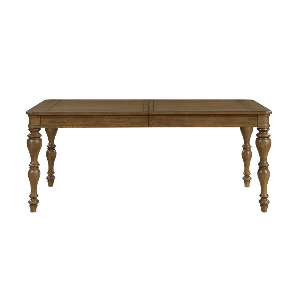 Wen Extendable Dining Table | w Center Leaf | 73-91" | Warm Brown