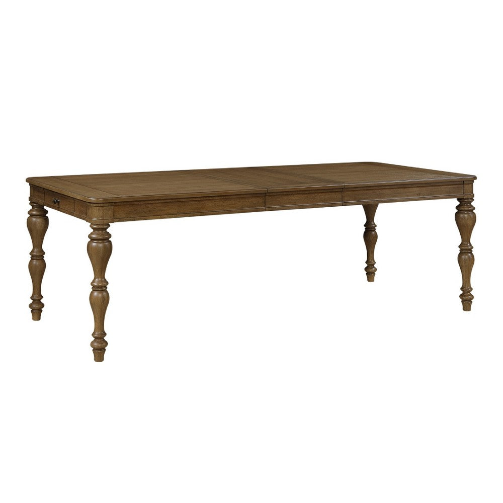 Wen Extendable Dining Table | w Center Leaf | 73-91" | Warm Brown