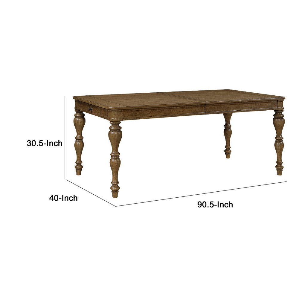 Wen Extendable Dining Table | w Center Leaf | 73-91" | Warm Brown