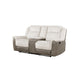 Feo Double Manual Reclining Loveseat w Console | Beige & Gray Chenille