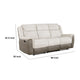 Feo Double Manual Reclining Sofa | Beige & Gray Chenille | Foam Cushions