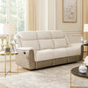 Feo Double Manual Reclining Sofa | Beige & Gray Chenille | Foam Cushions