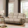 Feo Double Manual Reclining Sofa | Beige & Gray Chenille | Foam Cushions
