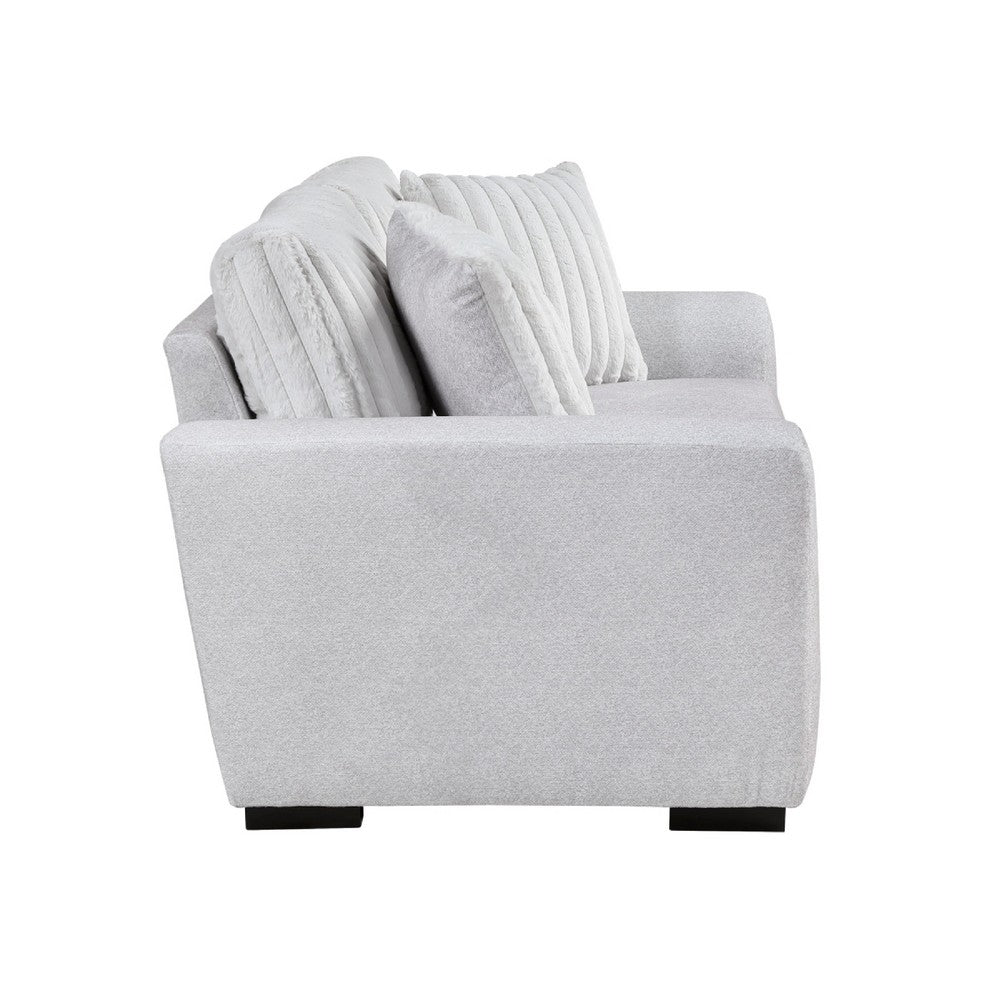 Zian Loveseat | Light Gray Microfiber & Corduroy | 2 Pillows | 66"