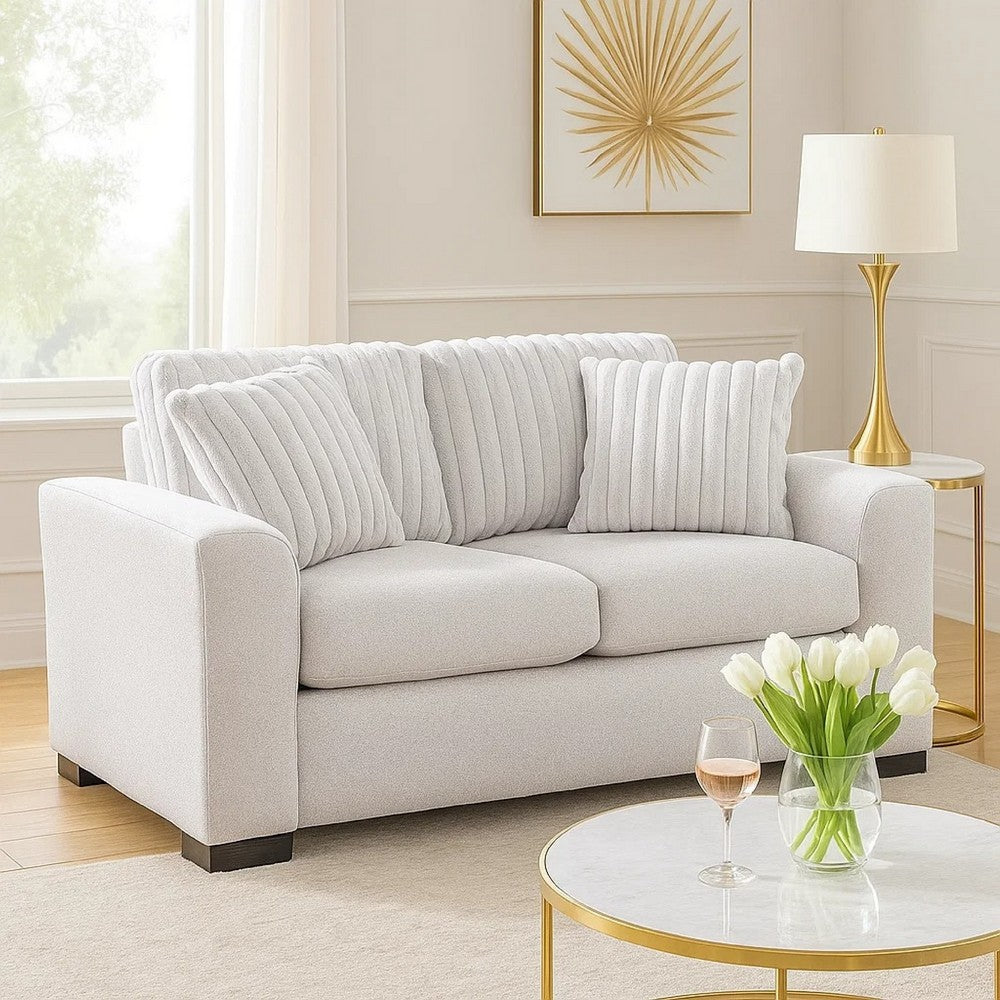 Zian Loveseat | Light Gray Microfiber & Corduroy | 2 Pillows | 66"