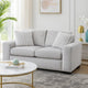 Zian Loveseat | Light Gray Microfiber & Corduroy | 2 Pillows | 66"