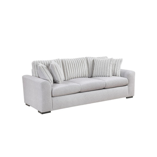 Zian Sofa | Light Gray Microfiber & Corduroy | 4 Matching Pillows | 92"