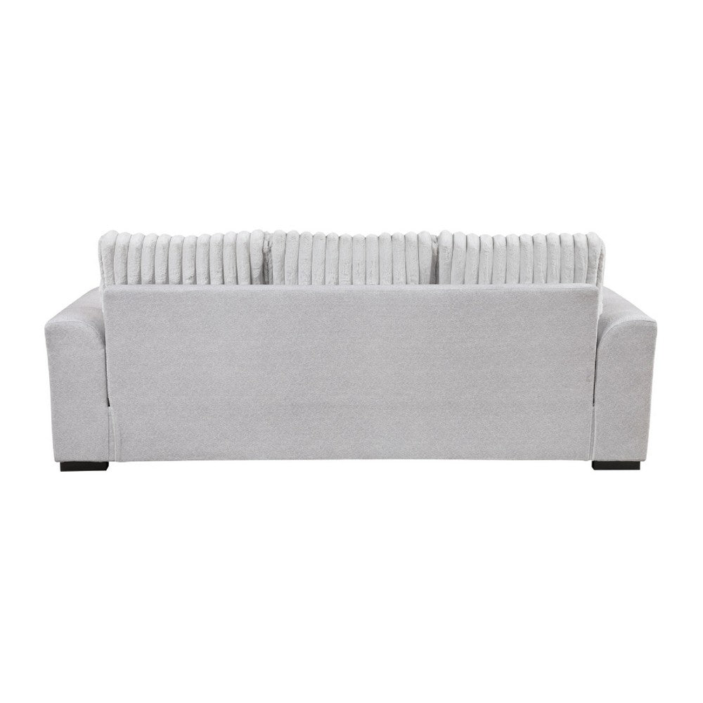Zian Sofa | Light Gray Microfiber & Corduroy | 4 Matching Pillows | 92"