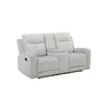 Lupe Double Manual Reclining Loveseat w Console | Light Gray Microfiber