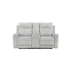 Lupe Double Manual Reclining Loveseat w Console | Light Gray Microfiber